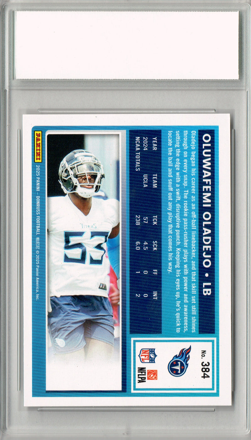 Oluwafemi Oladejo 2025 Donruss Football #384 Rookie Card PGI 10