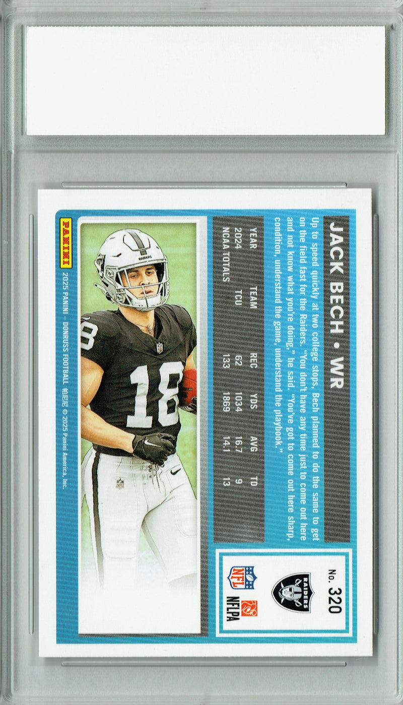 Jack Bech 2025 Donruss Football #320 Rookie Card PGI 10