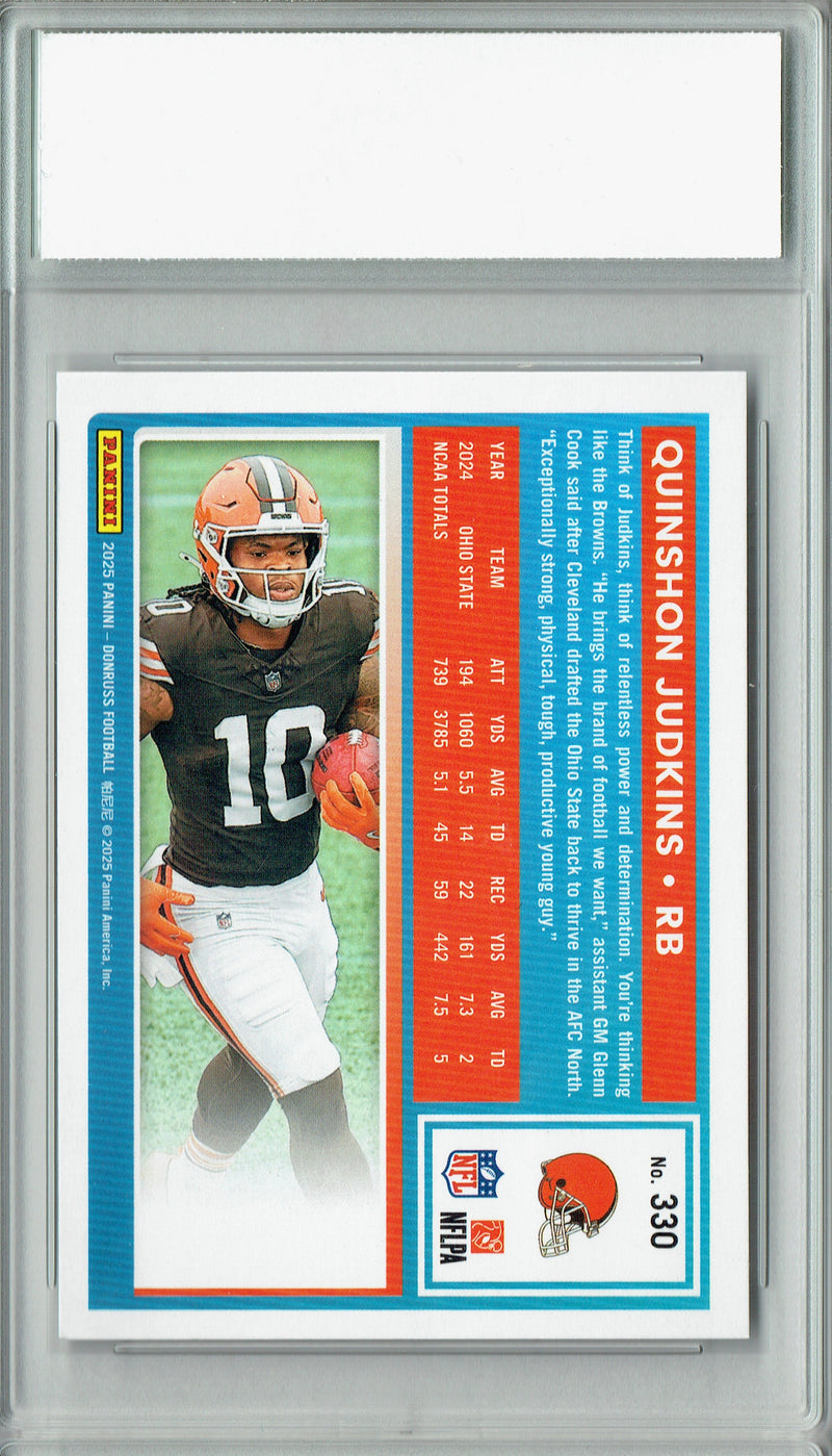Quinshon Judkins 2025 Donruss Football #330 Rookie Card PGI 10