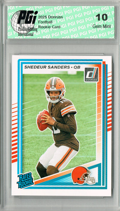 Shedeur Sanders 2025 Donruss Football #306 Rookie Card PGI 10