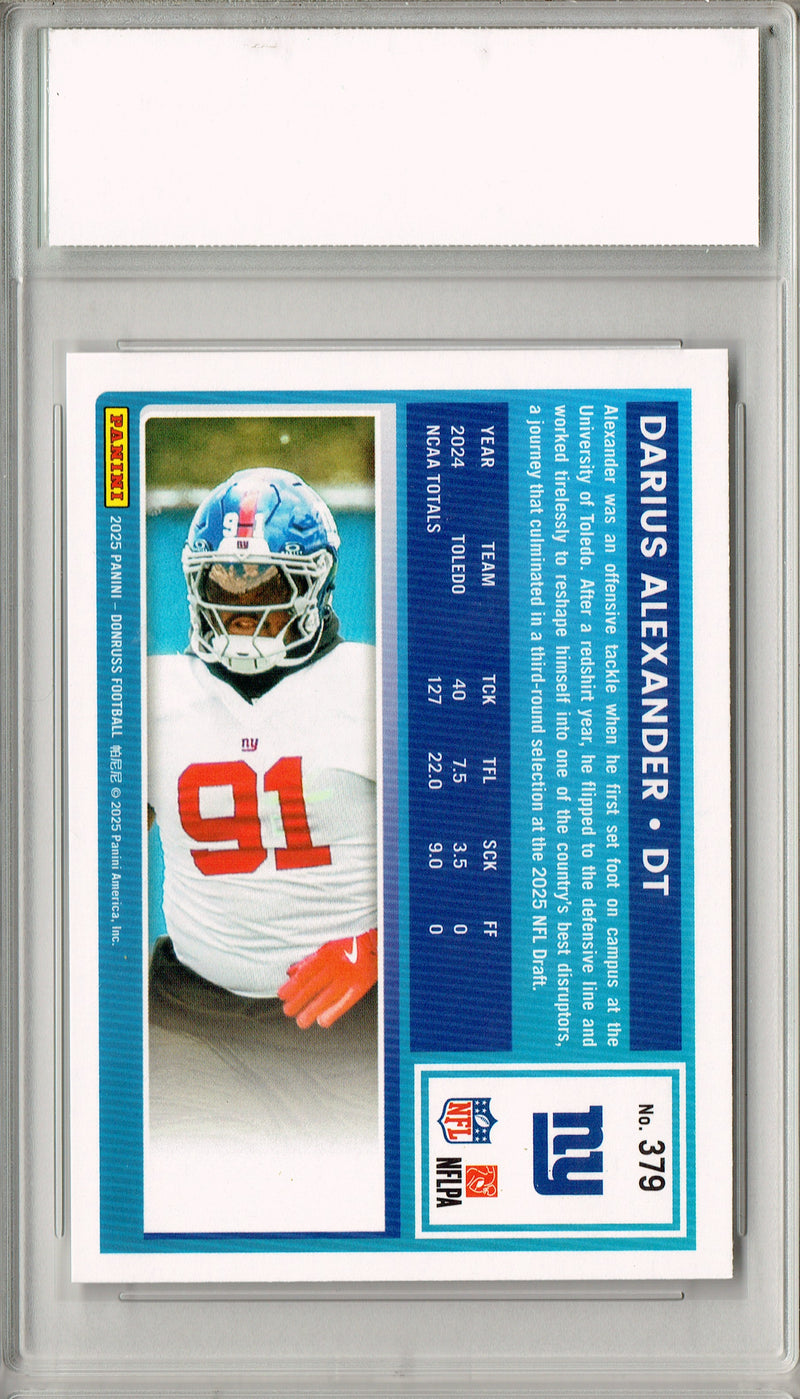 Darius Alexander 2025 Donruss Football #379 Rookie Card PGI 10