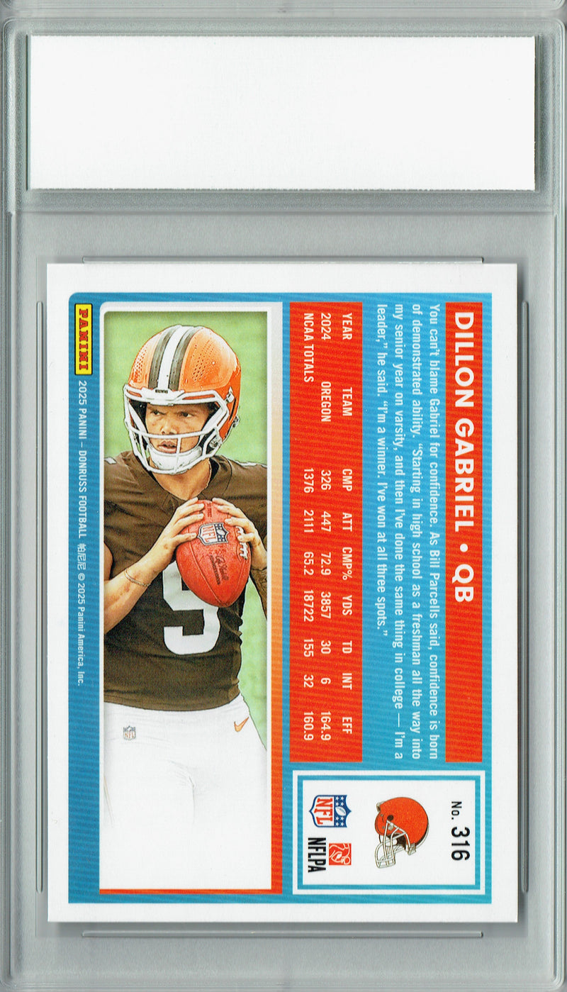Dillon Gabriel 2025 Donruss Football #316 Rookie Card PGI 10