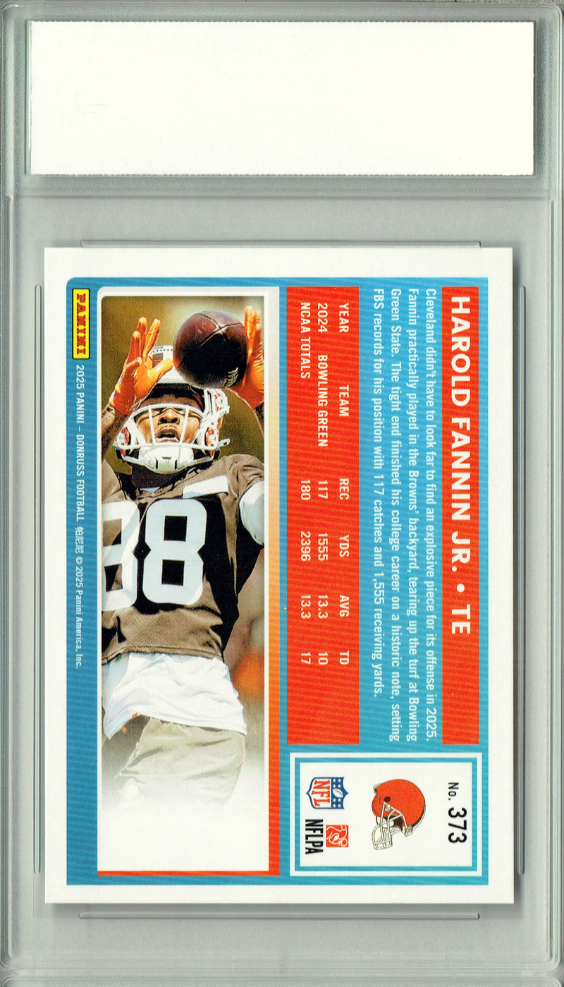 Harold Fannin Jr. 2025 Donruss Football #373 Rookie Card PGI 10