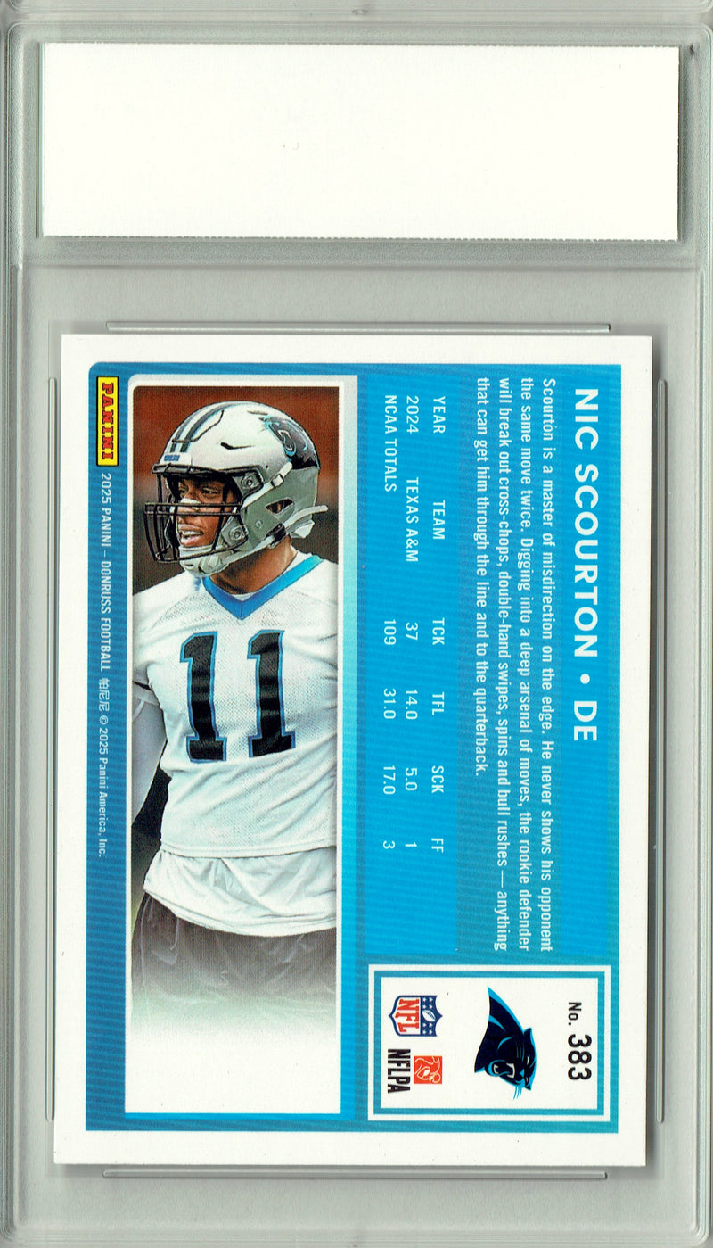 Nic Scourton 2025 Donruss Football #383 Rookie Card PGI 10