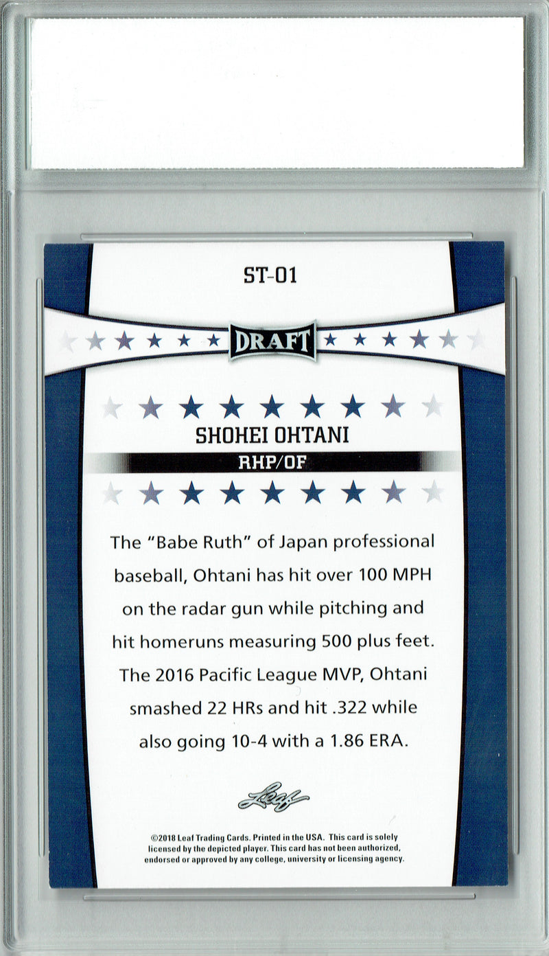 Shohei Ohtani 2018 Leaf Draft #ST-01 Rookie Card PGI 10