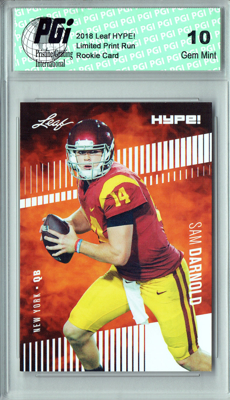 Sam Darnold Rookie Card New York PGI 10 Gem Mint Football Trading Card 2018 Leaf HYPE! #4 Only 5000 Made