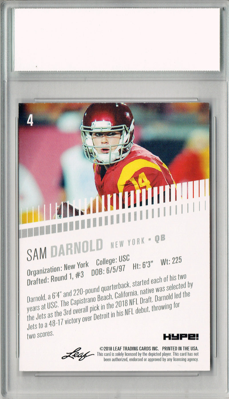 Sam Darnold Rookie Card New York PGI 10 Gem Mint Football Trading Card 2018 Leaf HYPE! #4 Only 5000 Made