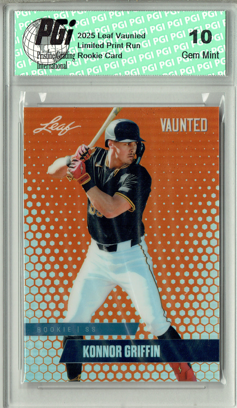 Konnor Griffin 2024 Leaf Vaunted Metal #VM-22 Orange 3/3 Made Rookie Card PGI 10