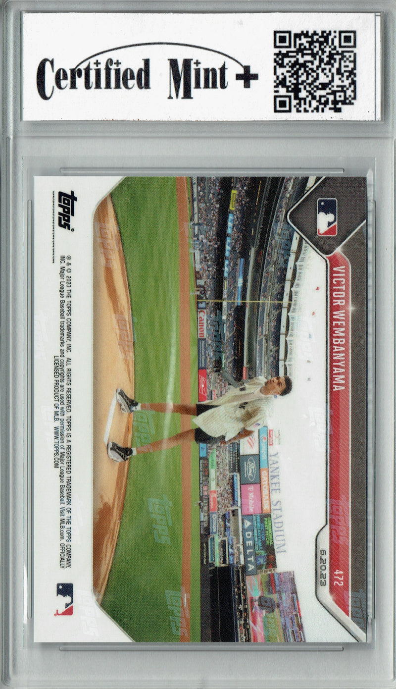 Certified Mint+ Victor Wembanyama 2023 Topps Now #472 #1 Pick Throws 1st Pitch at Yankees Stadium Rookie Card