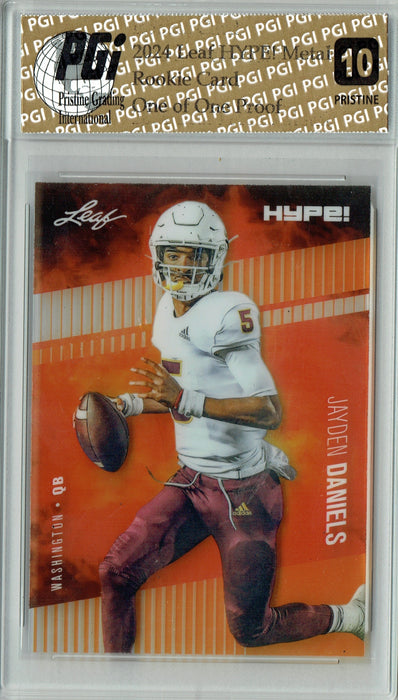 Jayden Daniels 2024 Leaf Metal HYPE! #HM-08 Orange 1/1 Proof Rookie Card PGI 10