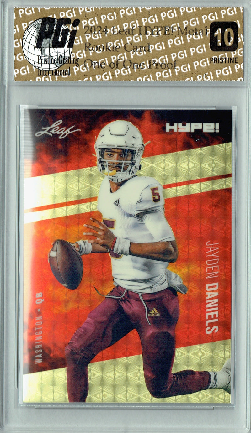 Jayden Daniels Rookie Card Washington PGI 10 Gem Mint Football Trading Card 2024 Leaf Metal HYPE! #HM-08 Gold Superfractor Proof 1 of 1