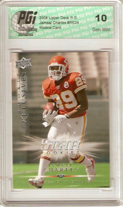 Jamaal Charles Upper Deck Rookie Exclusives Card PGI 10