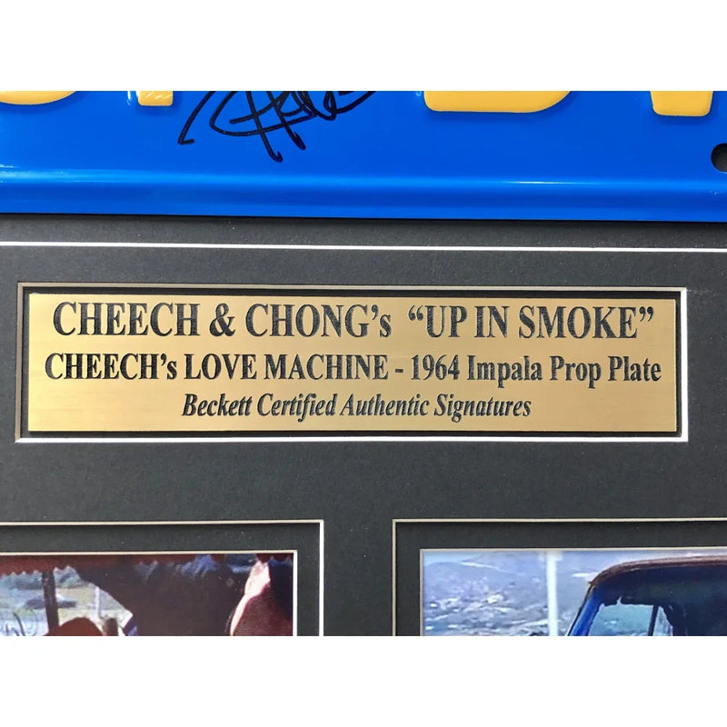 Cheech & Chong Signed "MUF DVR" Movie Car License Plate Framed Collage BAS Auto Up in Smoke