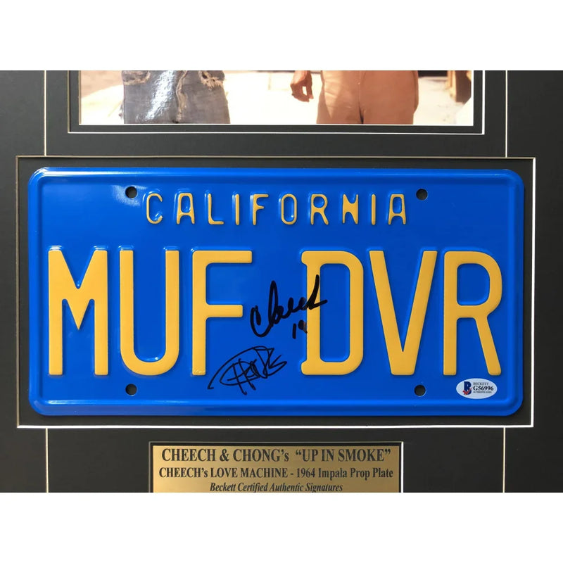 Cheech & Chong Signed "MUF DVR" Movie Car License Plate Framed Collage BAS Auto Up in Smoke