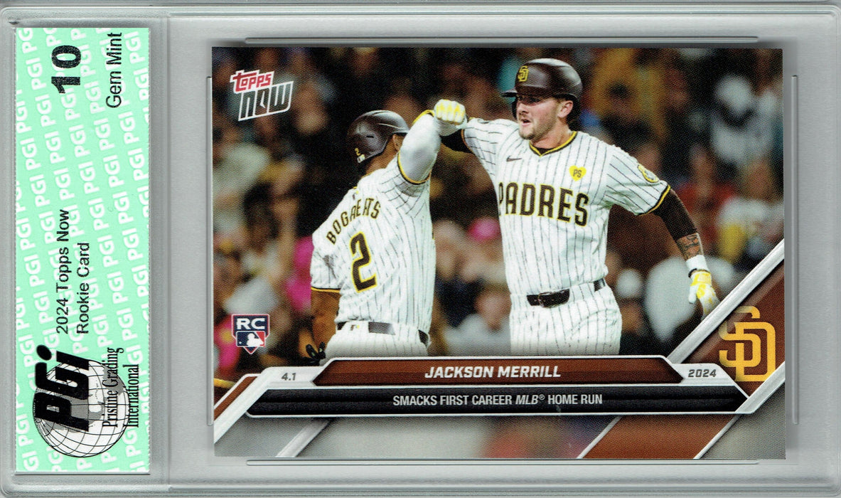 Jackson Merrill 2024 Topps Now #31 1st MLB Home Run Rookie Card PGI 10