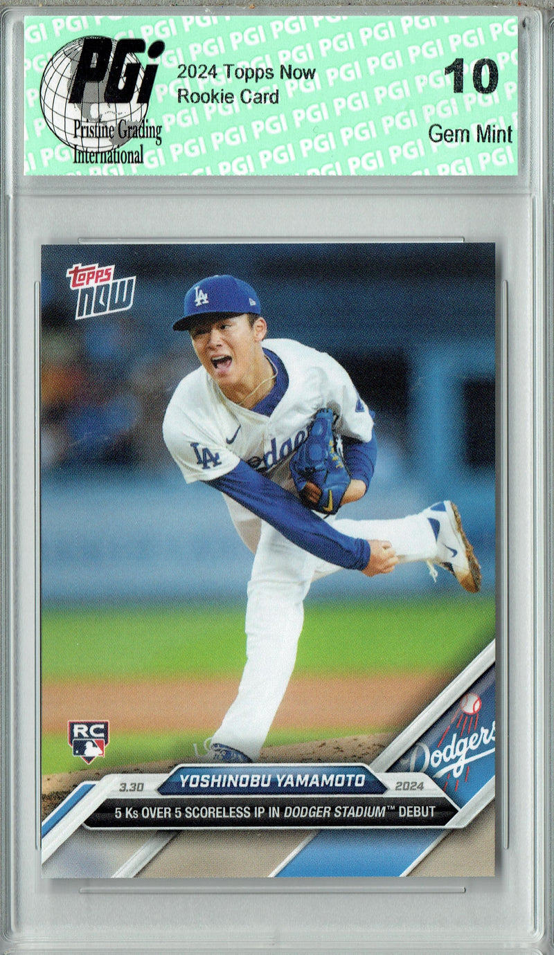 Yoshinobu Yamamoto 2024 Topps Now #24 Dodgers Debut! Rookie Card PGI 10