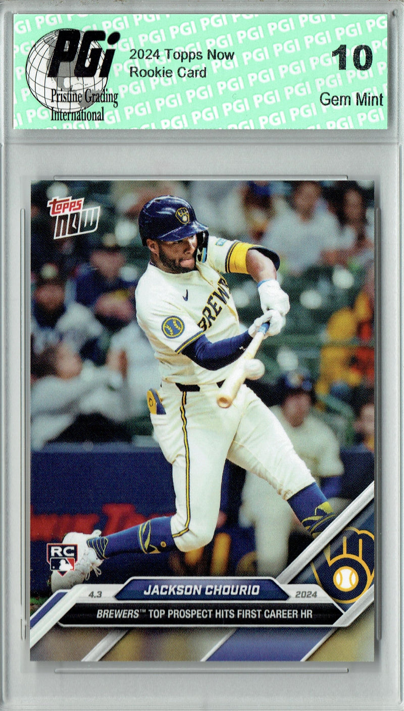 Jackson Chourio 2024 Topps Now #37 1st Career Homer! Rookie Card PGI 10