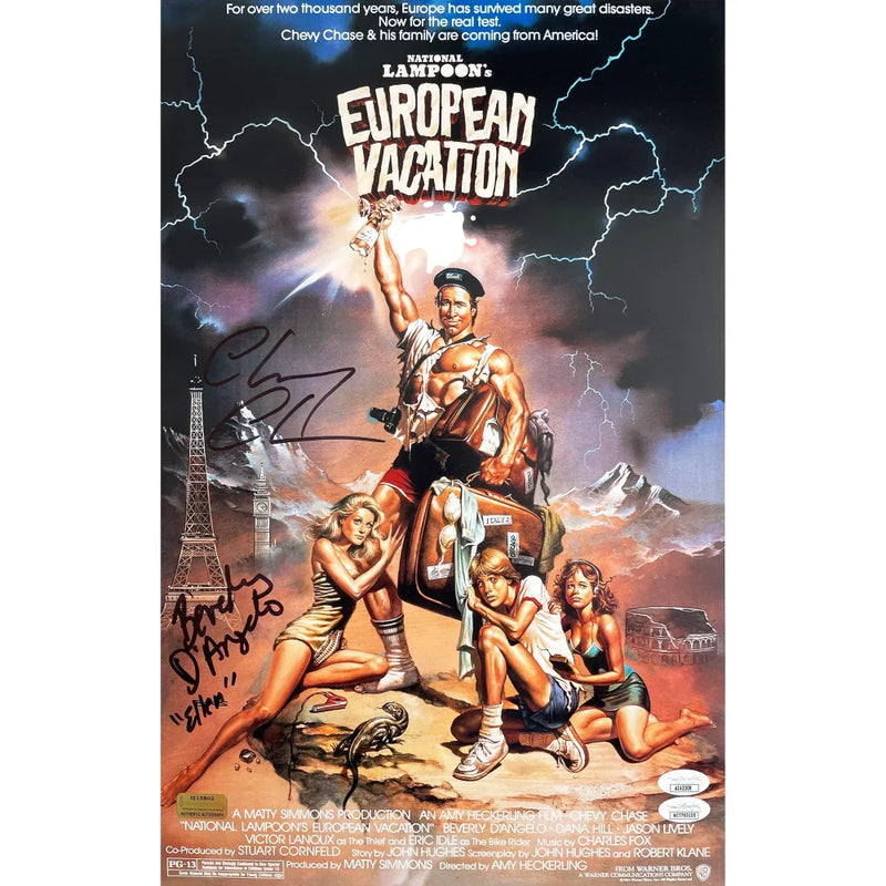 Chevy Chase / Beverly D'Angelo Autographed European Vacation 11x17 Poster JSA Signed