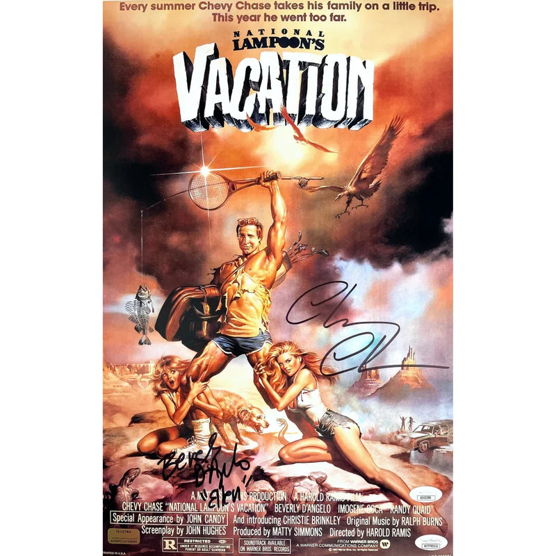 Chevy Chase & Beverly D'Angelo Dual Autographed 11x17 Vacation Movie Poster JSA