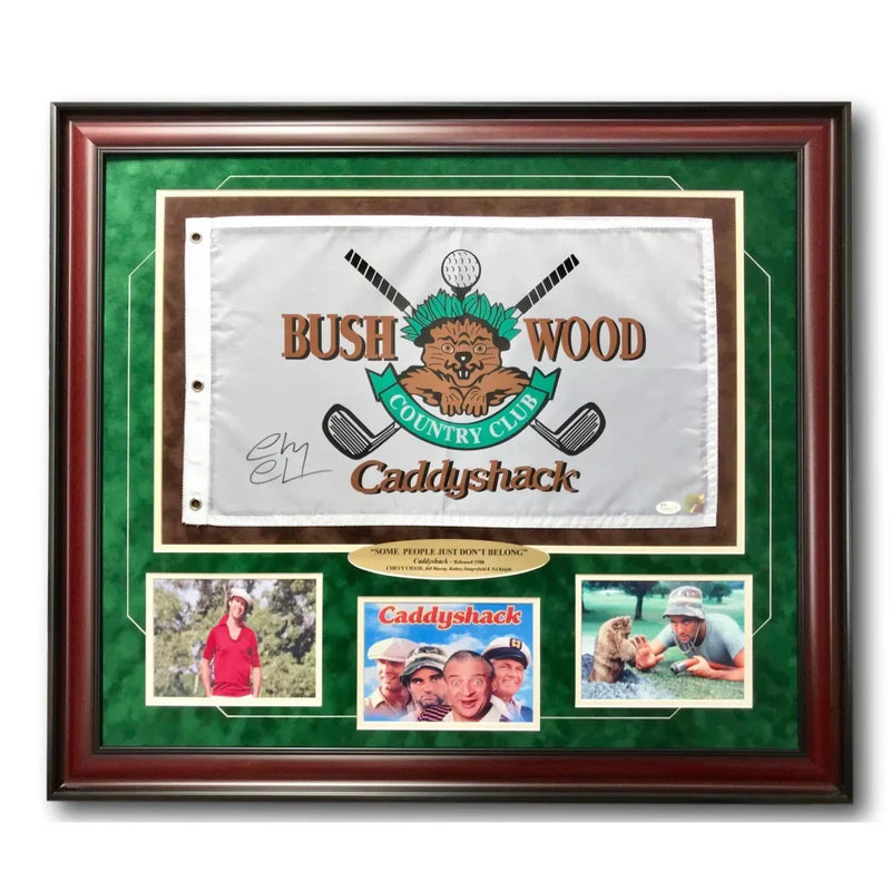 Chevy Chase Signed Caddyshack Flag Frame Collage COA JSA Bushwood Pin Autograph