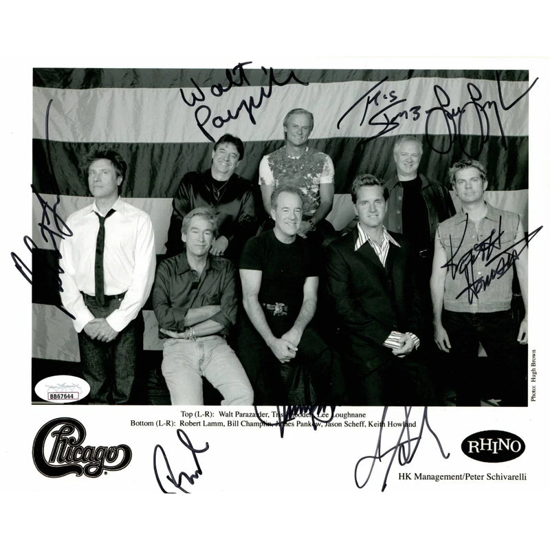Chicago Band Autographed 8x10 Photo JSA Framed Lamm Parazaider Pankow +5 Signed