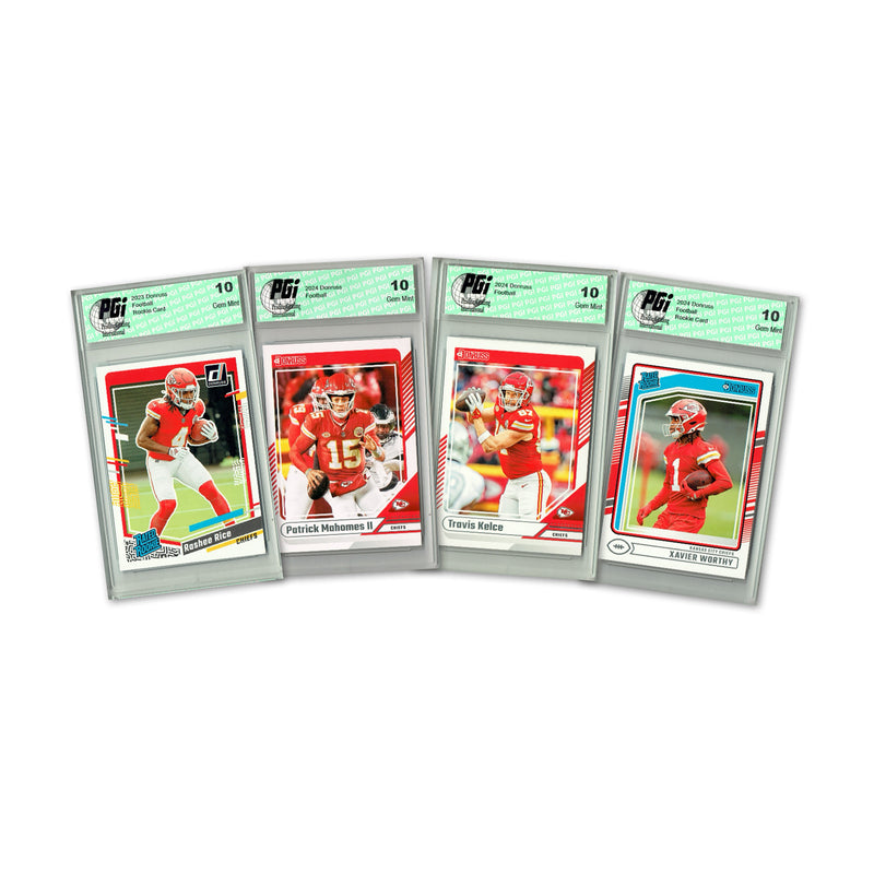 4) Kansas City Chiefs PGI 10 Donruss Football 2024 Graded Trading Card Team Set