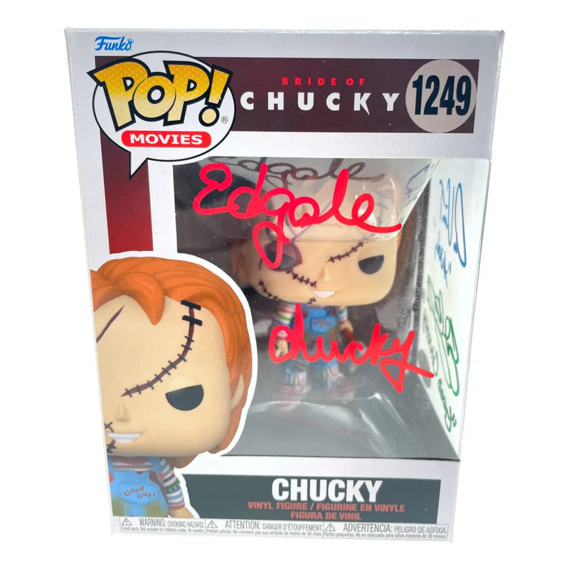Chucky Funko Pop #1249 Signed X3 Ed Gale Alex Vincent Edan Gross JSA COA Autographed