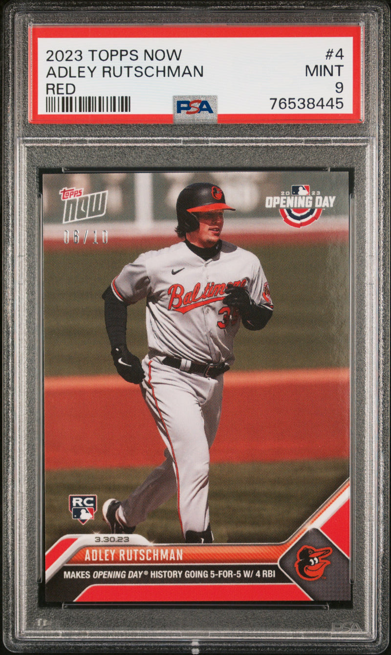 Adley Rutschman PSA 9 2023 Topps Now #4 Rookie Card Red #6/10 Orioles