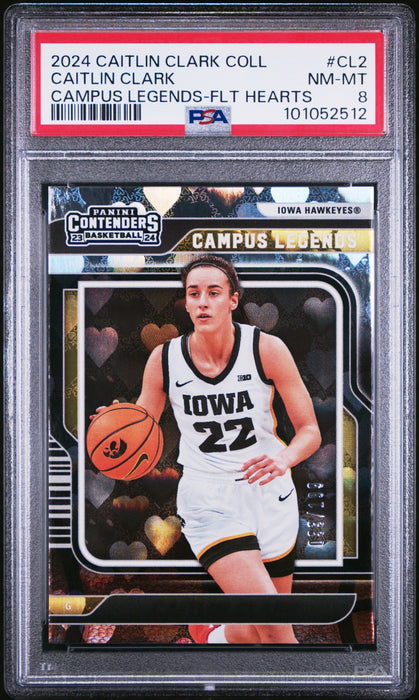 PSA 8 Caitlin Clark 2024 Panini #CL2 Hearts 33/199 Rookie Card