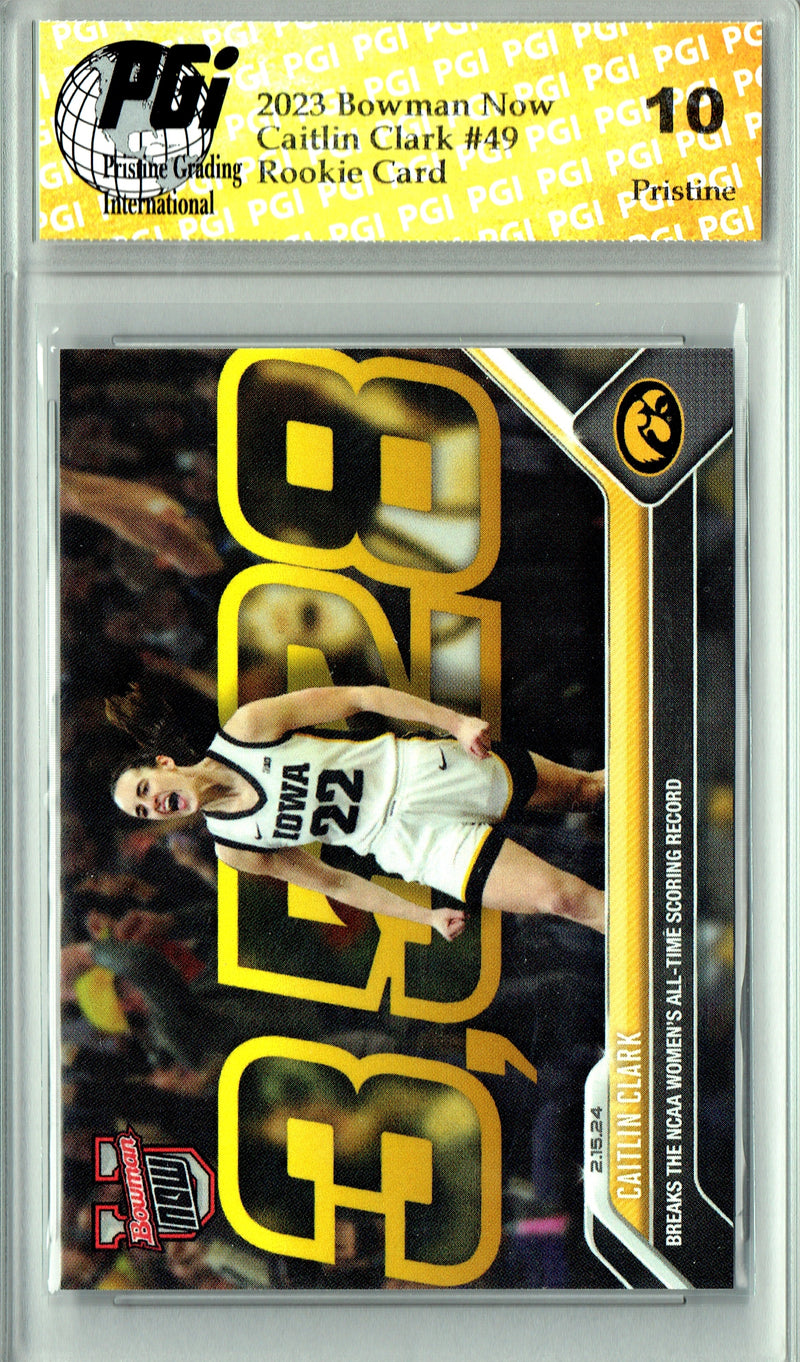 Caitlin Clark 2023 Bowman University Now #49 PRISTINE Rookie Card PGI 10