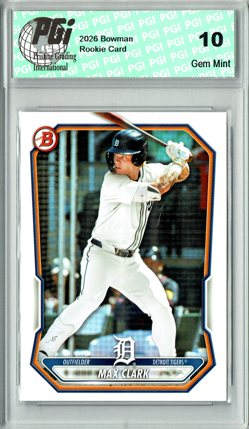 Max Clark Rookie Card 2026 Bowman #BP-2, PGI 10, Detroit Tigers Baseball