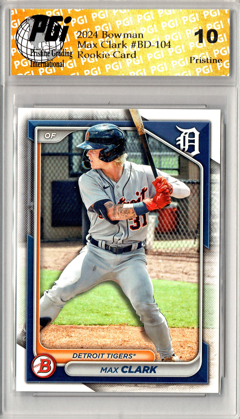 Max Clark Rookie Card 2024 Bowman Draft #BD-104 PRISTINE, PGI 10, Detroit Tigers Baseball