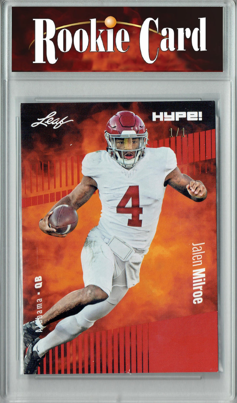 Jalen Milroe Rookie Card Alabama Football Trading Card 2024 Leaf HYPE! #146 Red Blank Back 1 of 1  Certified Mint+