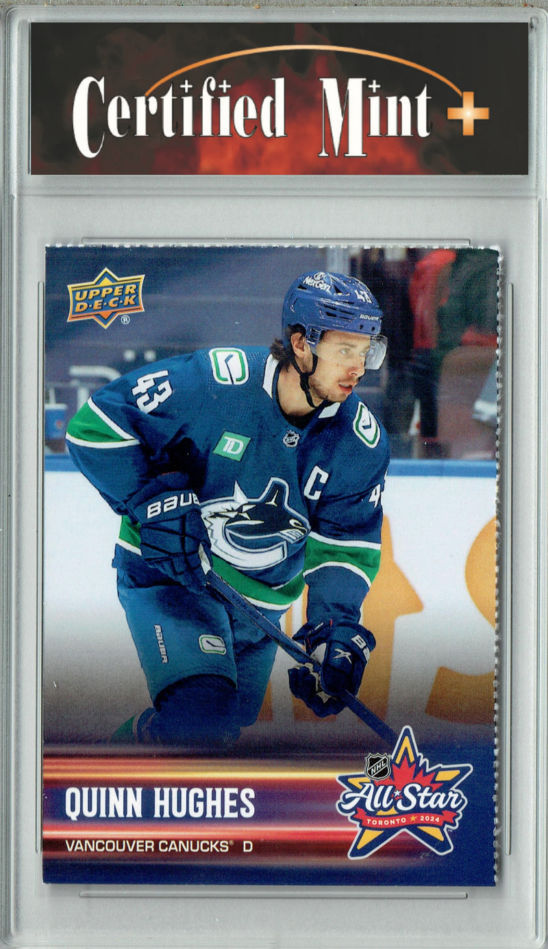 Certified Mint+ Quinn Hughes 2023 Upper Deck #AS-QH All-Star SP Rare Trading Card Vancouver Canucks