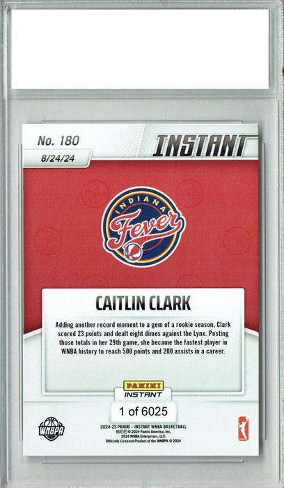 Certified Mint+ Caitlin Clark 2024 Panini Instant #180 Another WNBA Record Rookie Card Indiana Fever