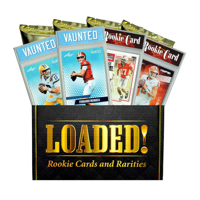 LOADED! 2026 NFL Football Draft Collector's Box: 4 Certified Mint+ Rookie Cards - Fernando Mendoza, Jeremiyah Love, Ty Simpson, Carson Beck, Carnell Tate, Garett Nussmeir and more