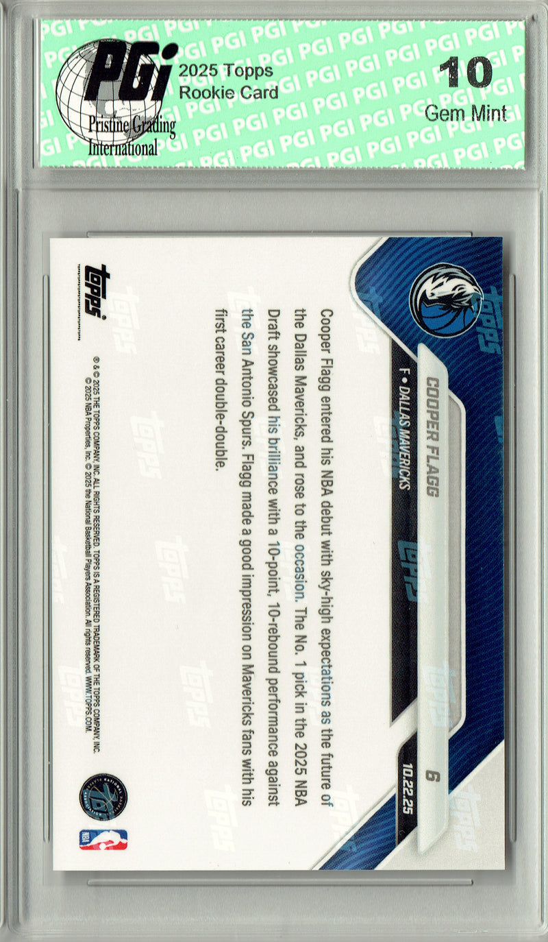 Certified Mint+ Cooper Flagg 2025 Topps Now #6 Makes NBA Debut Rookie Card Dallas Mavericks