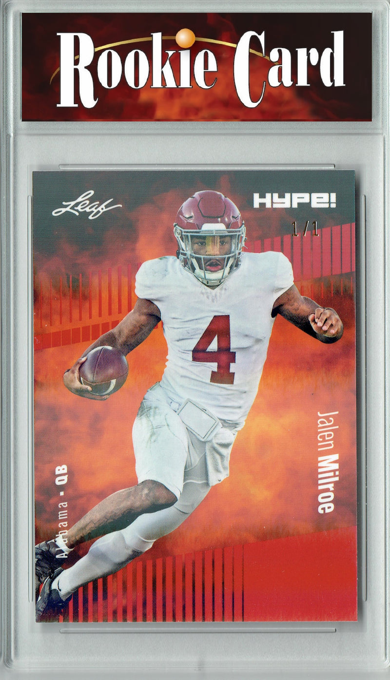 Certified Mint+ Jalen Milroe 2024 Leaf HYPE! #146 Red Shimmer 1/1 Rookie Card Alabama