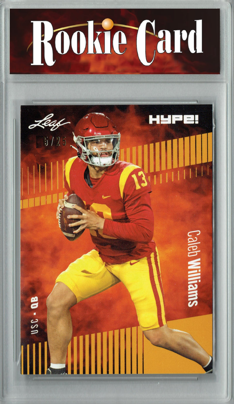 Caleb Williams Rookie Card Chicago Football Trading Card 2023 Leaf HYPE! #107A Gold SP Just 25 Made  Certified Mint+