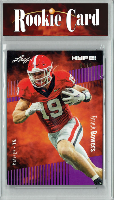 Certified Mint+ Brock Bowers 2023 Leaf HYPE! #104A Purple SP, Just 10 Made Rookie Card