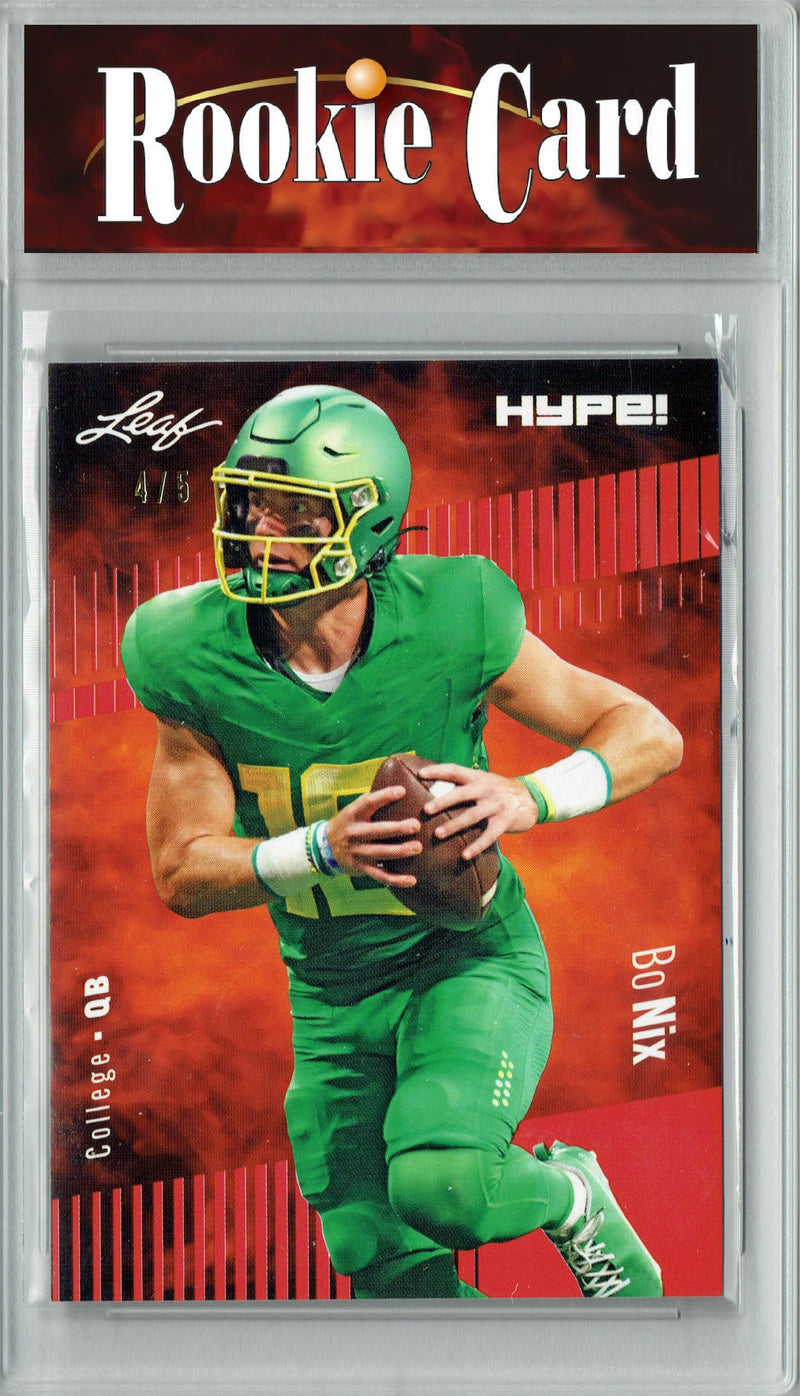 Bo Nix Rookie Card Denver Football Trading Card 2023 Leaf HYPE! #103A Red SP Just 5 Made  Certified Mint+