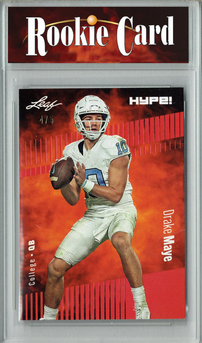 Certified Mint+ Drake Maye 2023 Leaf HYPE! #114a Red SP, Just 5 Made Rookie Card
