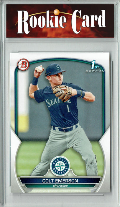 Certified Mint+ Colt Emerson 2023 1st Bowman #BD42 Rookie Card Seattle Mariners