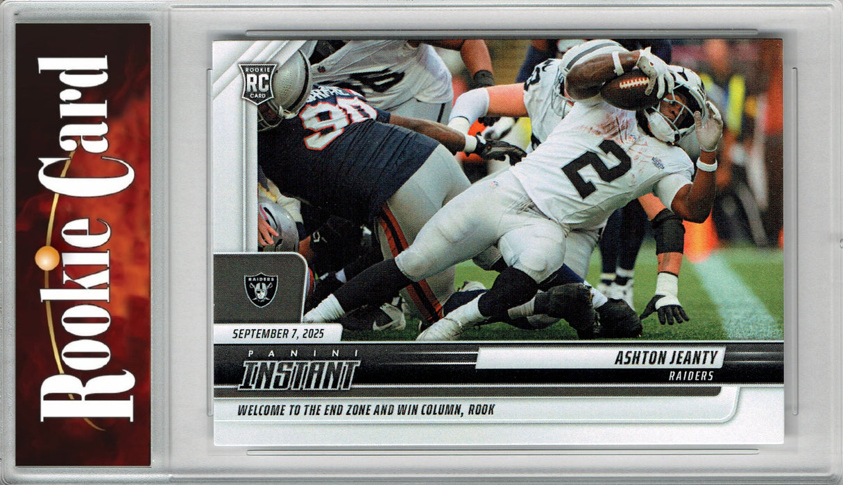 Certified Mint+ Ashton Jeanty 2025 Panini Instant #55 1st TD, 775 Made Rookie Card Las Vegas Raiders