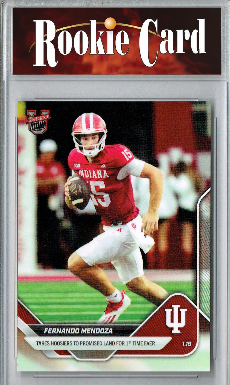 Certified Mint+ Fernando Mendoza 2026 Bowman University Now #67 Hoosiers to the Promised Land Rookie Card Indiana Hoosiers