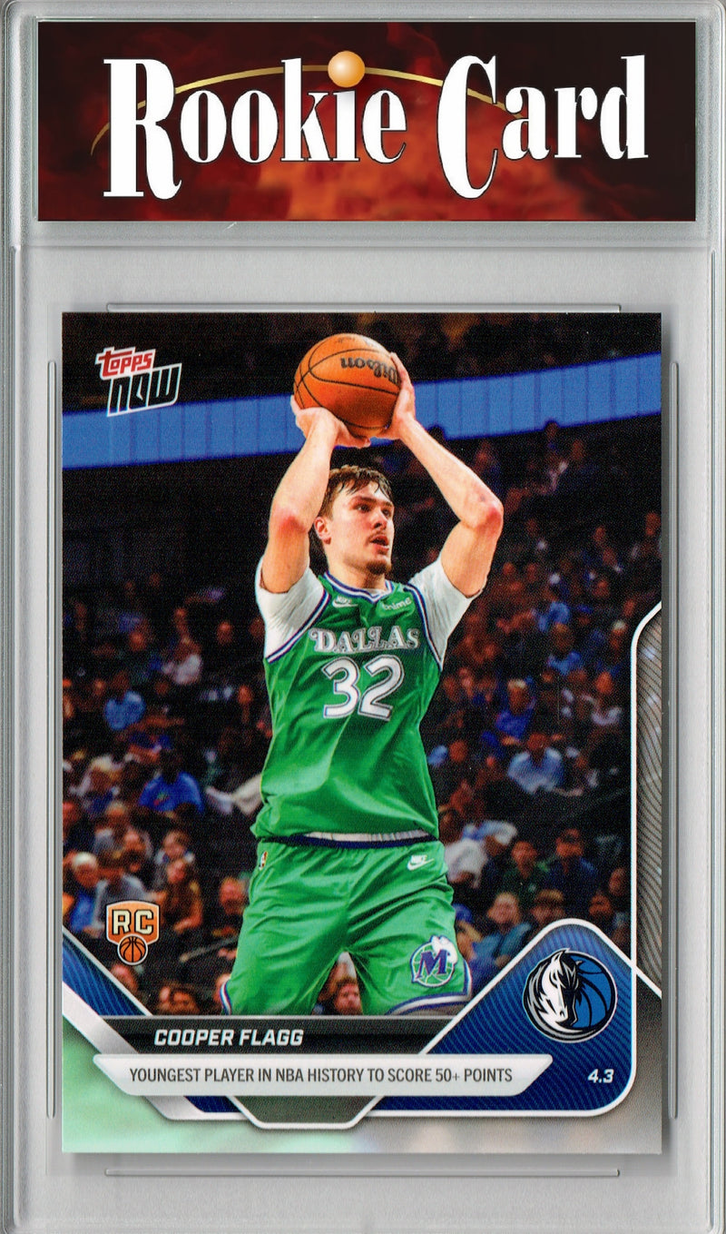 Cooper Flagg Rookie Card 2025 Topps Now #241 Youngest to Score 50 CM+ NBA Basketball Trading Card Dallas Mavericks