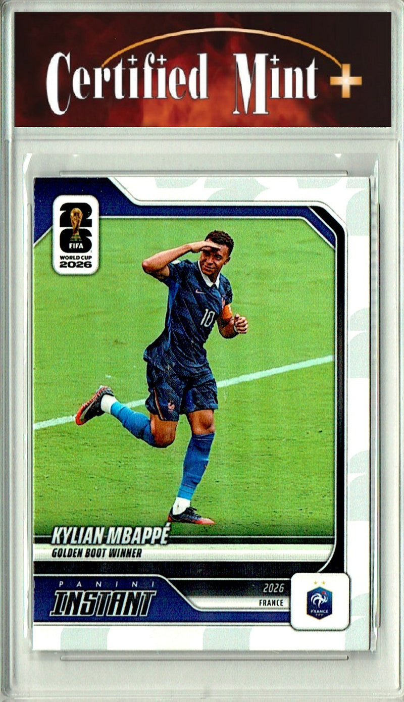 Kylian Mbappe Trading Card 2026 Panini Instant #24 Golden Boot Winner, Certified Mint+ Condition, France Soccer