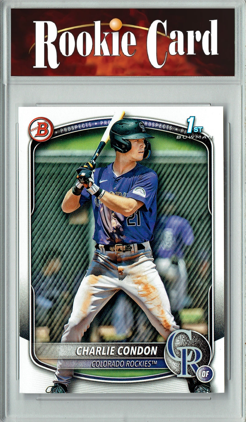 Charlie Condon Rookie Card Colorado Rockies Baseball Trading Card 2025 Bowman #BP-75 Certified Mint+