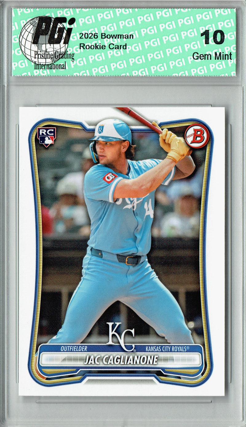 Jac Caglianone Rookie Card 2026 Bowman #75 Kansas City Royals PGI 10 Gem Mint