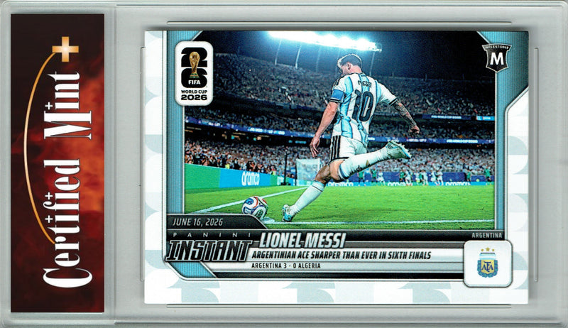 Lionel Messi Trading Card 2026 Panini Instant #45 World Cup Argentina Ace, Certified Mint+ Condition, Argentina Soccer